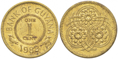 Гайана 1 цент 1967 Республика KM 31 никель латунь 214-865