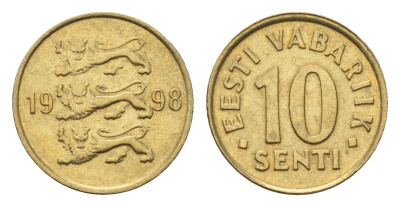 Эстония 10 сентов 1998 KM 22 латунь 4689-649