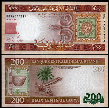 Мавритания 200 угуйя 2013 чаша, каное Pick 17  бумага  UNC (пресс) 448-120-2