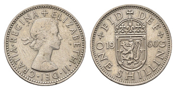 Великобритания 1 шиллинг 1960 Елизавета II (1952-2022), Шотландский герб KM 905, Spink 4148 медно-никель 4695-817
