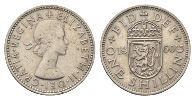 Великобритания 1 шиллинг 1960 Елизавета II (1952-2022), Шотландский герб KM 905, Spink 4148 медно-никель 4695-817