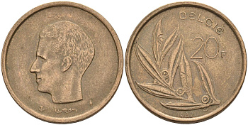 Бельгия 20 франков 1982 Belgie, Бодуэн I (1951-1993) KM 160 никель бронза 4126-235