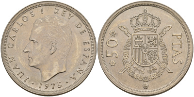 Испания 50 песет 1975 (80) Хуан Карлос I (1975-2014) KM 809 медно-никель    180-543