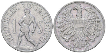 Австрия 1 шиллинг 1947 KM 2871 алюминий 4119-714