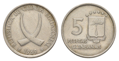 Экваториальная Гвинея 5 песет 1969 KM 2 медно-никель UNC 4617-117
