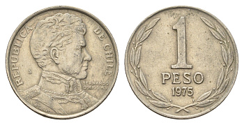 Чили 1 песо 1975 год-тип KM 207 медно-никель 4688-336