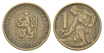 Чехословакия 1 крона 1962 KM 50 алюминиевая бронза 4670-1143