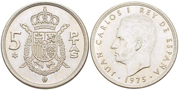 Испания 5 песет 1975 (79) Хуан Карлос I (1975-2014) KM 807 медно-никель 4523-455