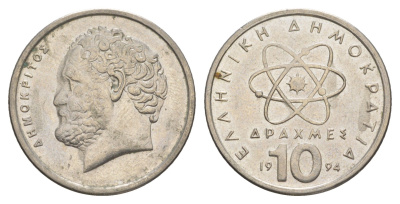 Греция 10 драхм 1994 Демокрит KM 132 медно-никель aUNC 4575-214