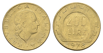 Италия 200 лир 1978 R, шестерня KM 105 алюминиевая бронза UNC 4638-646