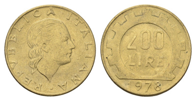 Италия 200 лир 1978 R, шестерня KM 105 алюминиевая бронза UNC 4638-646