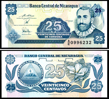 Никарагуа 25 сентаво 1991 Pick 170 a (2) бумага UNC (пресс) 8604-36-3-2