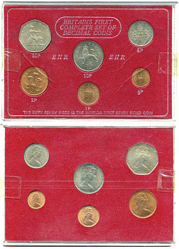 Великобритания набор из 6 монет 1969-1971 десятичная система UNC 3-6-4-4