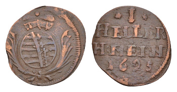 Саксен-Мейнинген 1 геллер 1695 Grobe 49, Mers. 3414 медь 413-2412