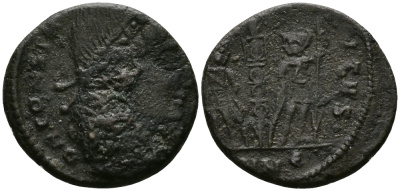 Римская Империя нуммий 337 - 340 Констант GLORIA EXERCITVS Никомедия fine RIC 14 бронза 1073-9-105