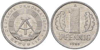 ГДР 1 пфенниг 1985 A KM 8.2 алюминий 4668-1169