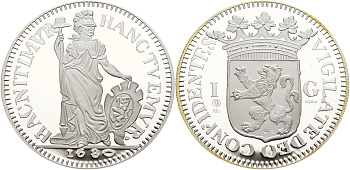 Нидерланды медаль ND серия старинные монеты, 1 гульден 1680, вес 31,2 грамма серебро PROOF 1066-5-31