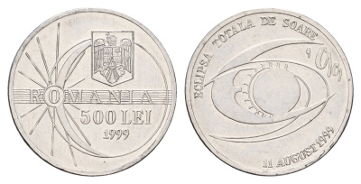 Румыния 500 лей (леев) 1999 Солнечное затмение KM 146 алюминий UNC 34-1131