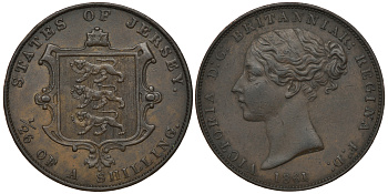Джерси 1/26 шиллинга 1861 Виктория (1837-1901) KM 2 медь 47-835