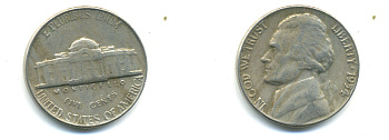 США 5 ЦЕНТОВ 1954 ДЖЕФФЕРСОН KM A192 медно-никель 89-432