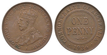 Австралия 1 пенни 1936 Георг V (1910-1936) KM 23 бронза 4672-226