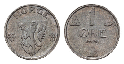 Норвегия 1 эре 1941 KM 387 железо 4625-921