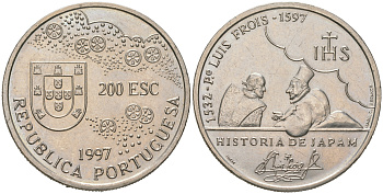 Португалия 200 эскудо 1997 400 лет со дня смерти Луиса Фройса KM 698 медно-никель UNC 74-211