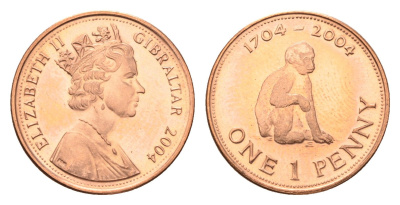 Гибралтар 1 пенни 2004 300 лет захвату Гибралтара KM 1046 сталь плакированная бронзой UNC 4668-511