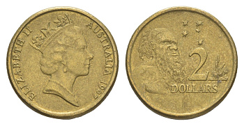 Австралия 2 доллара 1997 абориген, Елизавета II (1952-2022) KM 101 алюминиевая бронза 4652-242