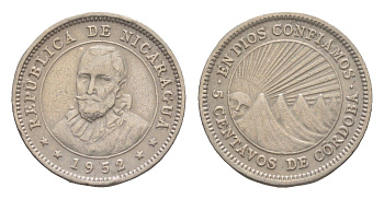 Никарагуа 5 сентаво 1952 KM 24.1 медно-никель 4640-947