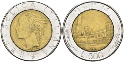 Италия 500 лир 1984 R KM 111 биметалл 4586-1222