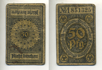 БРЕХЕН 50 ПФЕННИГОВ 1918 НОТГЕЛЬД бумага 7221-9-1