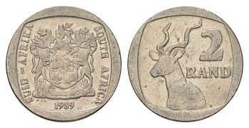 ЮАР 2 ранда 1989 KM 139 медь плакированная никелем 4626-1022