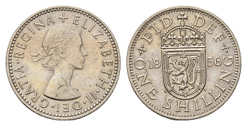 Великобритания 1 шиллинг 1956 Елизавета II (1952-2022), Шотландский герб KM 905, Spink 4148 медно-никель 4177-516