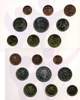 Ирландия официальный набор из 9 монет 2003 включая 5 евро специальные Олимпийские игры в Ирландии 2003, цветная эмаль ​KM MS12 UNC 4-5-2-11