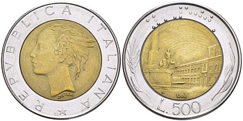 ИТАЛИЯ 500 ЛИР 1983 R KM 111 биметалл 4523-835