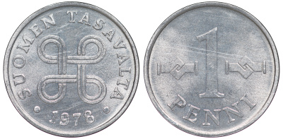 Финляндия 1 пенни 1978 KM 44а алюминий UNC 3334-1043