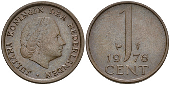 Нидерланды 1 цент 1976 Юлиана (1948-1980) КМ 180 бронза    4602-514