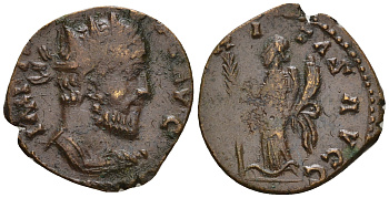 Римская Империя, императоры в Галлии антониниан 272 - 273 Тетрик, IMP TETRICVS P F AVG, бюст императора / HILARITAS AVGG, Хиларитата, персонификация Радости, локальная чеканка в Галлии RIC 80 биллон 1073-25-117