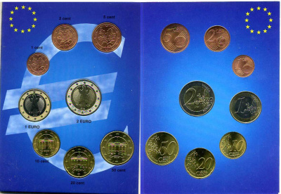 ФРГ евронабор из 8 монет 2002 J  биметалл  UNC  1-6-2-47