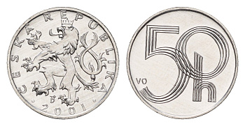 Чехия 50 геллеров 2001 KM 3 алюминий UNC 4158-618