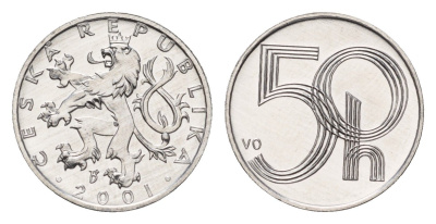Чехия 50 геллеров 2001 KM 3 алюминий UNC 4158-618