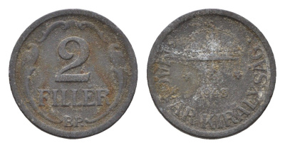 Венгрия 2 филлера 1943 BP KM 519 цинк 4684-128