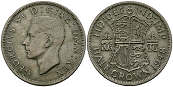 Великобритания 1/2 кроны 1948 Георг VI (1936-1952) KM 866, Spink 4101 медно-никель 4125-514