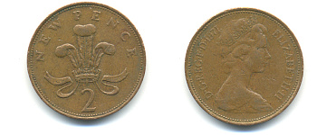 Великобритания 2 пенса 1971 Елизавета II (1952-2022) KM 916, Spink 4235 (C1) бронза 177-814