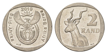 ЮАР 2 ранда 2010 KM 498 медь плакированная никелем 4628-243