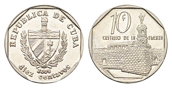 Куба 10 сентаво 2009 форт в Гаване Ла-Фуэрса KM 576 сталь плакированная никелем 4664-365