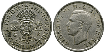 Великобритания 2 шиллинга (флорин) 1948 Георг VI (1936-1952) KM 865, Spink 4102 медно-никель 4381-1121
