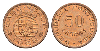 Кабо-Верде 50 сентаво 1968 KM 11 бронза UNC 4651-541