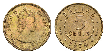 Белиз 5 центов 1974 KM 34 никель латунь UNC 4668-734